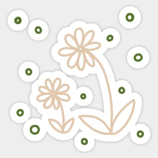 Daisies and Dots 2 in White, Sand and Palm Sticker